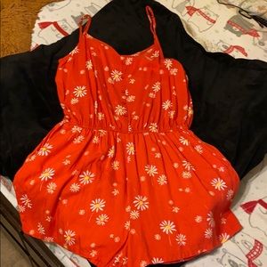Red romper with daisys!